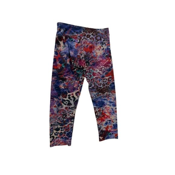 Onzie Leggings Cropped Purple Animal Print Feather Womens Size XS Mid Rise Pant - Picture 2 of 6